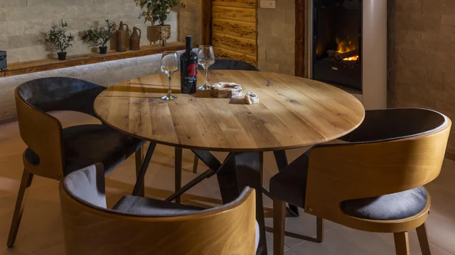 Table by the fire in the games room